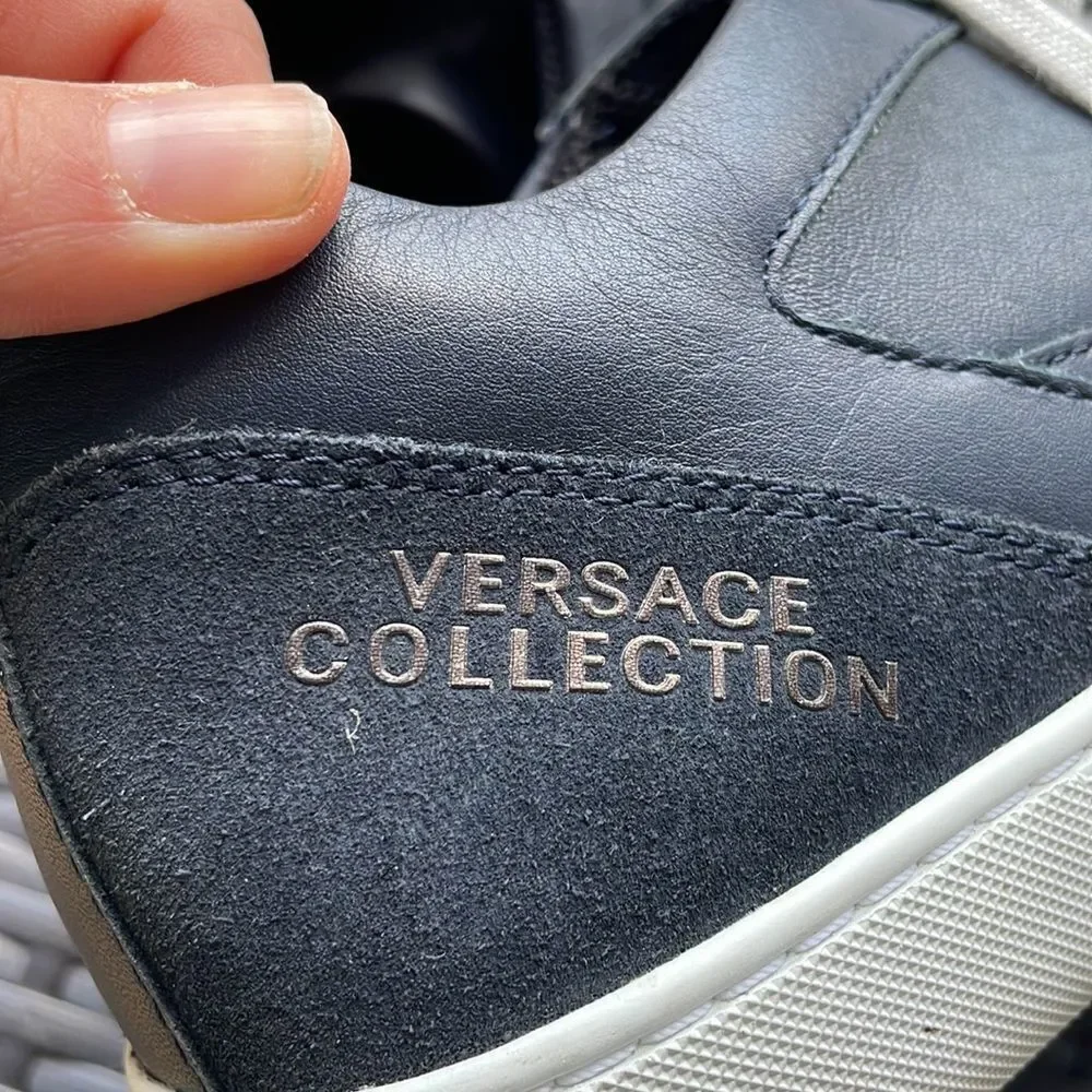 Versace mens navy blue tennis shoes